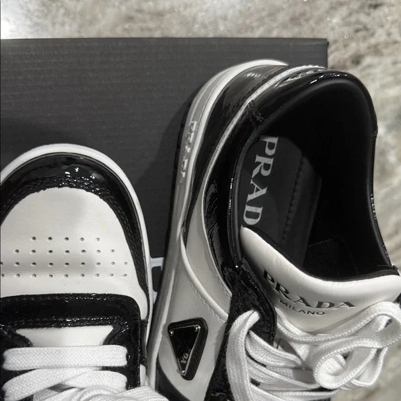 Prada Monochrome Leather Sneakers - Picture 12 of 16
